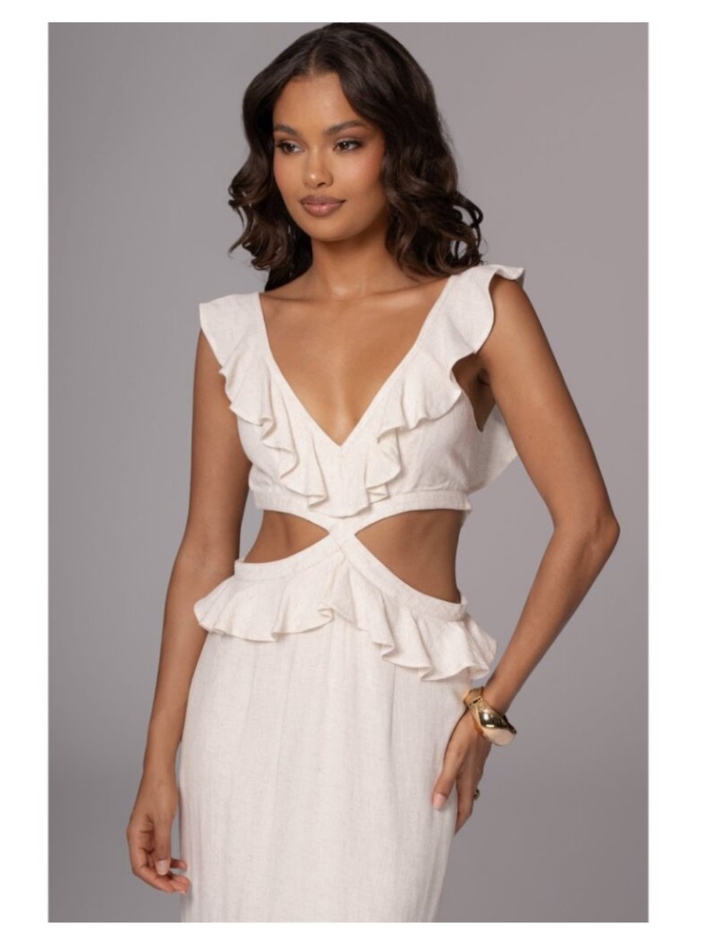 JLUXLABEL Ivory Ruffle Cutout Backless Maxi Dress - Picture 3 of 7
